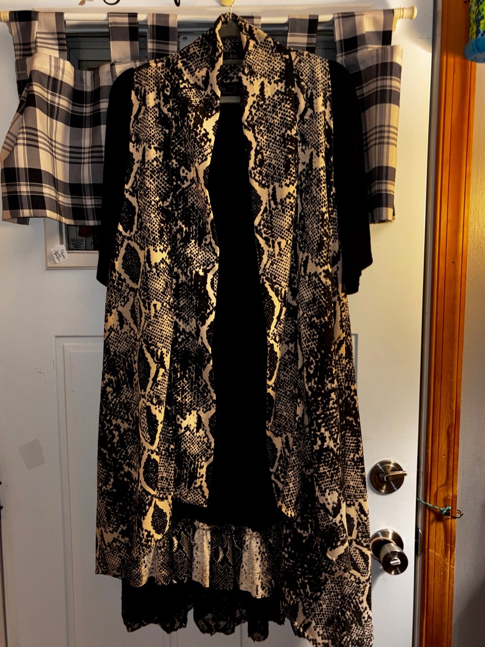 Lucky & Blessed 2 piece Western Black & Cream Snake Print Dress & Duster Med.